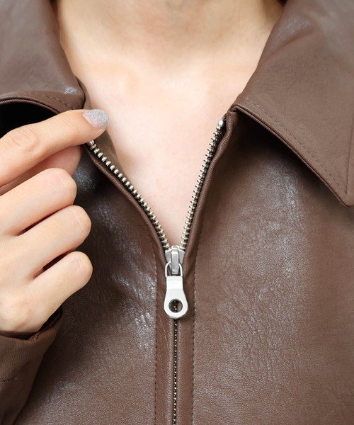 セール】合成皮革オーバーサイズダブルジップブルゾン（ブルゾン