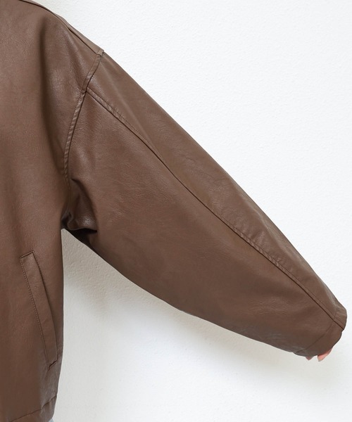 セール】合成皮革オーバーサイズダブルジップブルゾン（ブルゾン