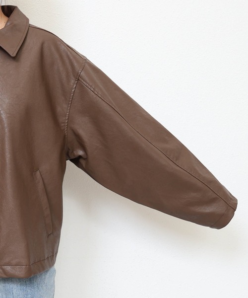 セール】合成皮革オーバーサイズダブルジップブルゾン（ブルゾン