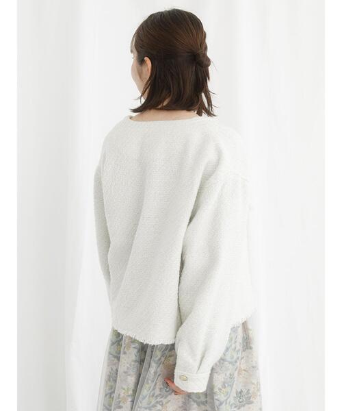 Te chichi TERRASSE(テチチテラス)の「【日比谷花壇コラボ】ツイードノーカラージャケット(ノーカラージャケット・レディース・ブラック/オフホワイト・F)」の13枚目の写真