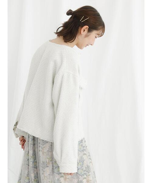 Te chichi TERRASSE(テチチテラス)の「【日比谷花壇コラボ】ツイードノーカラージャケット(ノーカラージャケット・レディース・ブラック/オフホワイト・F)」の15枚目の写真