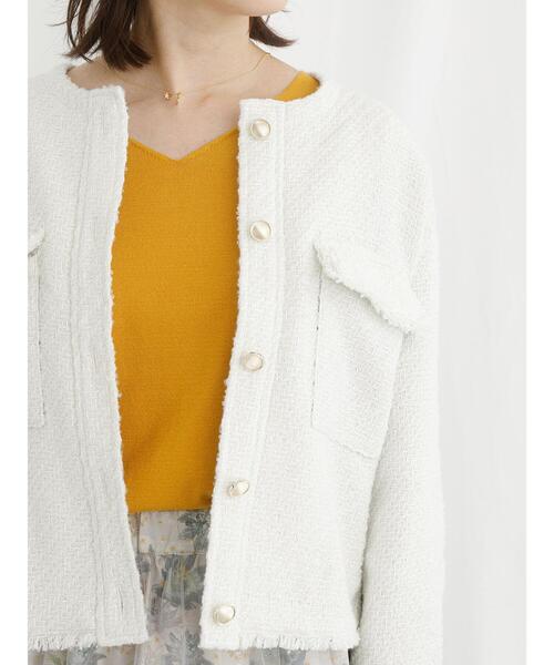 Te chichi TERRASSE(テチチテラス)の「【日比谷花壇コラボ】ツイードノーカラージャケット(ノーカラージャケット・レディース・ブラック/オフホワイト・F)」の16枚目の写真