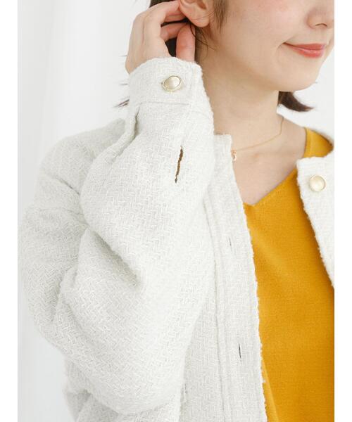 Te chichi TERRASSE(テチチテラス)の「【日比谷花壇コラボ】ツイードノーカラージャケット(ノーカラージャケット・レディース・ブラック/オフホワイト・F)」の17枚目の写真