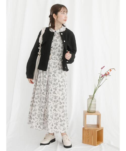 Te chichi TERRASSE(テチチテラス)の「【日比谷花壇コラボ】ツイードノーカラージャケット(ノーカラージャケット・レディース・ブラック/オフホワイト・F)」の22枚目の写真