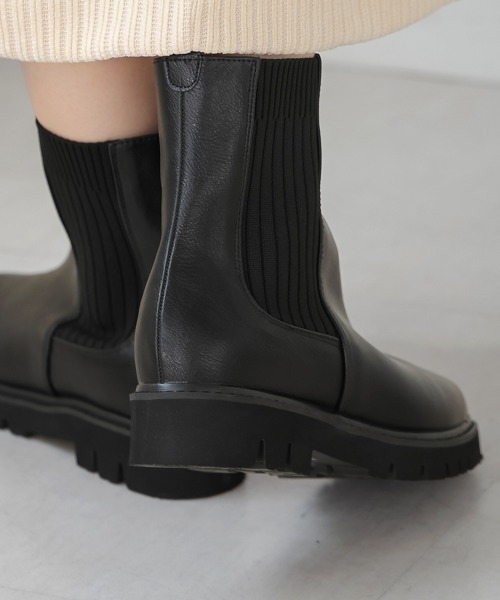 Bou Jeloud（ブージュルード）の「ニットサイドゴアショートブーツ（ブーツ・レディース・ブラック・M/L）」の13枚目の写真