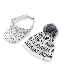 adabat | ぼんぼん付きニット帽 サンバイザー セットアイテム(ニットキャップ/ビーニー)