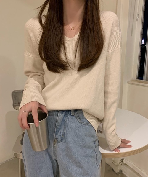 美品　Anderson bell ダメージ　ニットトップス　韓国ファッション ベルシー Belle Cie ニット トップス 透かし編みメッシュ 長袖