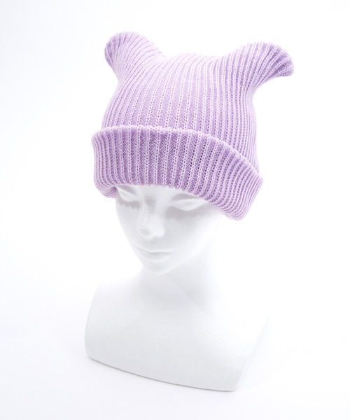 an meets zakka（アンミツザッカ）の「an meets zakka 猫耳ニット帽（ニットキャップ/ビーニー・レディース・オレンジ/ベージュ/グレー/ブルー/パープル/ブラック/イエロー/ホワイト/ネイビー/レッド/グリーン/ピンク・ONE SIZE/ONESIZE）」の8枚目の写真