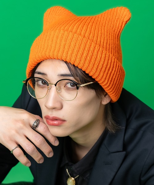 an meets zakka（アンミツザッカ）の「an meets zakka 猫耳ニット帽（ニットキャップ/ビーニー・レディース・オレンジ/ベージュ/グレー/ブルー/パープル/ブラック/イエロー/ホワイト/ネイビー/レッド/グリーン/ピンク・ONE SIZE/ONESIZE）」の12枚目の写真