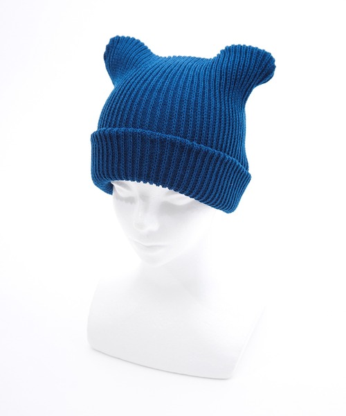 an meets zakka（アンミツザッカ）の「an meets zakka 猫耳ニット帽（ニットキャップ/ビーニー・レディース・オレンジ/ベージュ/グレー/ブルー/パープル/ブラック/イエロー/ホワイト/ネイビー/レッド/グリーン/ピンク・ONE SIZE/ONESIZE）」の7枚目の写真