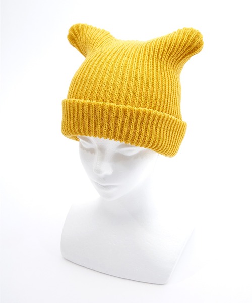 an meets zakka（アンミツザッカ）の「an meets zakka 猫耳ニット帽（ニットキャップ/ビーニー・レディース・オレンジ/ベージュ/グレー/ブルー/パープル/ブラック/イエロー/ホワイト/ネイビー/レッド/グリーン/ピンク・ONE SIZE/ONESIZE）」の15枚目の写真