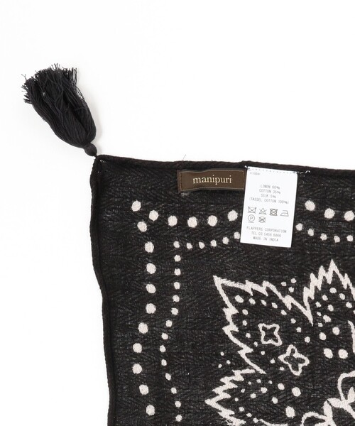 manipuri(マニプリ)の「manipuri / 別注 バンダナ ストール(ストール/ショール・レディース・ホワイト/ブラック・ONE SIZE)」の13枚目の写真