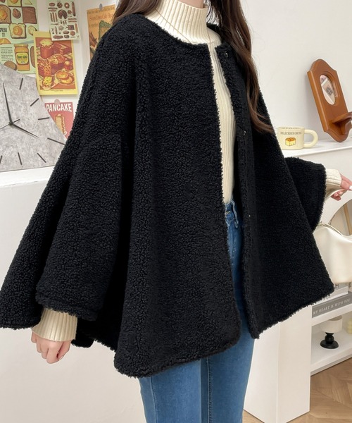 ABITOKYO(アビトーキョー)の「オーバーサイズボアドルマンポンチョコート(ポンチョ・レディース・ベージュ/モカ/ブラック・M/L)」の21枚目の写真