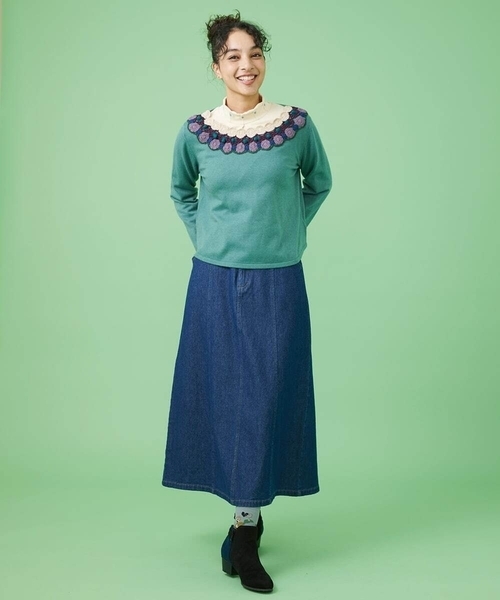 Jocomomola(ホコモモラ)の「バックスリットロングデニムスカート(スカート・レディース・ネイビー・42/40)」の13枚目の写真