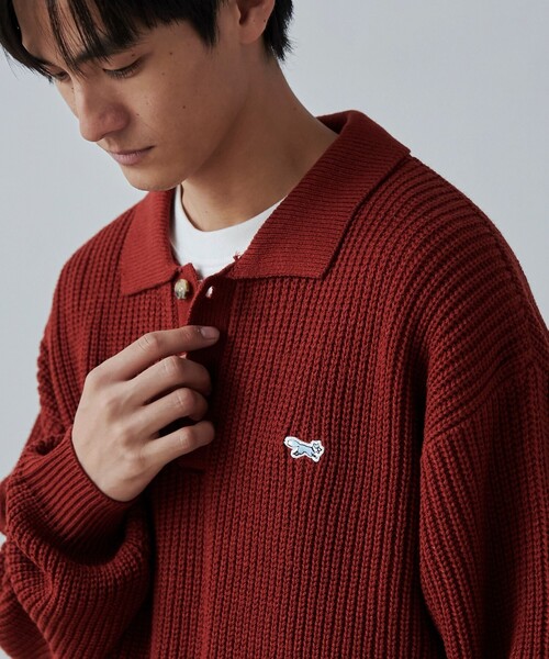 PENNEYS（ぺニーズ）の「PENNEYS（ぺニーズ）別注ルーズポロニット（ニット/セーター・メンズ・ナチュラル/オレンジ系その他/ブラック・S/M/L/XL）」の7枚目の写真