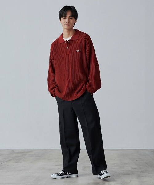 PENNEYS（ぺニーズ）の「PENNEYS（ぺニーズ）別注ルーズポロニット（ニット/セーター・メンズ・ナチュラル/オレンジ系その他/ブラック・S/M/L/XL）」の8枚目の写真