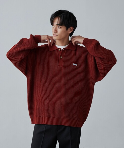 PENNEYS（ぺニーズ）の「PENNEYS（ぺニーズ）別注ルーズポロニット（ニット/セーター・メンズ・ナチュラル/オレンジ系その他/ブラック・S/M/L/XL）」の9枚目の写真