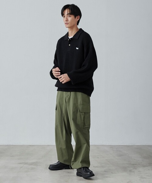 PENNEYS（ぺニーズ）の「PENNEYS（ぺニーズ）別注ルーズポロニット（ニット/セーター・メンズ・ナチュラル/オレンジ系その他/ブラック・S/M/L/XL）」の11枚目の写真