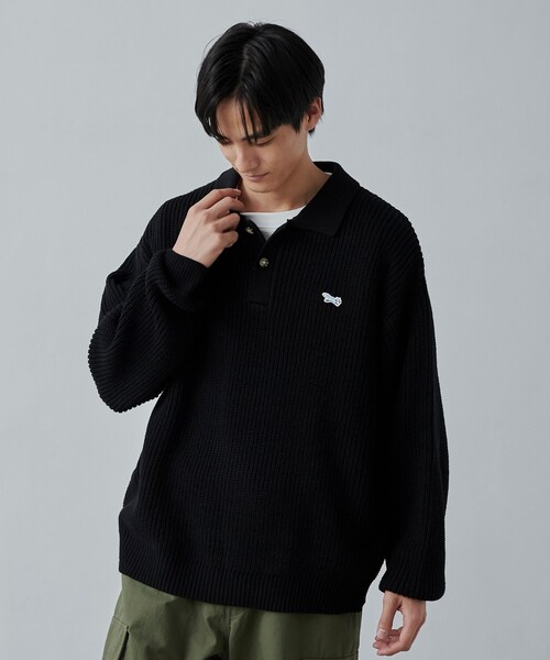 PENNEYS（ぺニーズ）の「PENNEYS（ぺニーズ）別注ルーズポロニット（ニット/セーター・メンズ・ナチュラル/オレンジ系その他/ブラック・S/M/L/XL）」の12枚目の写真