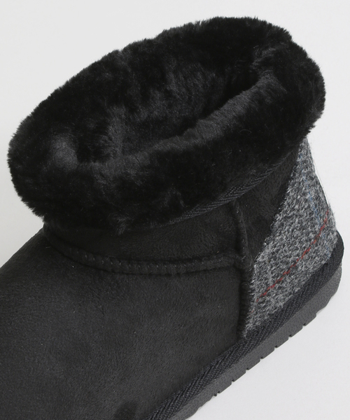 HARRIS TWEED(ハリスツイード)の「∴WEGO/HarrisTweed ムートンタッチブーツ(ブーツ・レディース・ブラック/キャメル・MEDIUM/LARGE)」の5枚目の写真