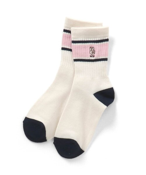 apres les cours（アプレレクール）の「ワンポイントモチーフ刺繍ソックス（ソックス/靴下・キッズ・ネイビー/アイボリー/グリーン/マスタード・18/21/15 /12）」の3枚目の写真