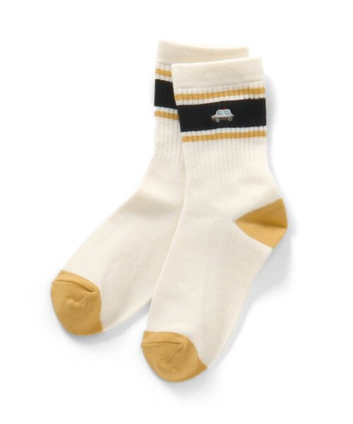 apres les cours（アプレレクール）の「ワンポイントモチーフ刺繍ソックス（ソックス/靴下・キッズ・ネイビー/アイボリー/グリーン/マスタード・18/21/15 /12）」の4枚目の写真