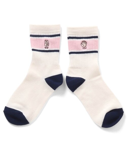 apres les cours（アプレレクール）の「ワンポイントモチーフ刺繍ソックス（ソックス/靴下・キッズ・ネイビー/アイボリー/グリーン/マスタード・18/21/15 /12）」の6枚目の写真