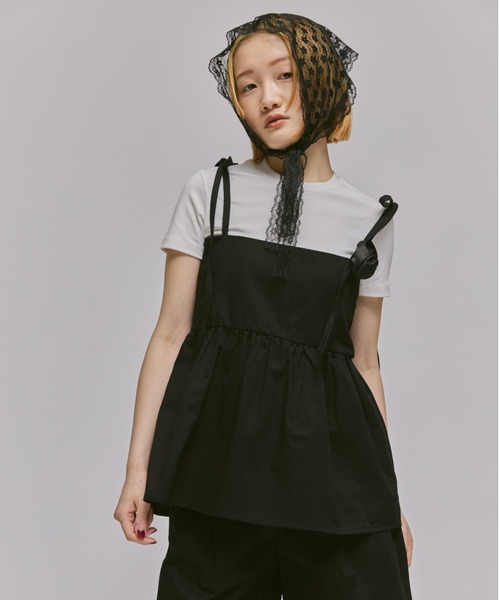 FEKETE（フェケテ）の「PEPLUM RIBBON CAMISOLE / ぺプラムキャミソール（キャミソール・レディース・ライトグレー/ブラック・FREE）」の3枚目の写真