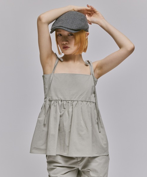 FEKETE（フェケテ）の「PEPLUM RIBBON CAMISOLE / ぺプラムキャミソール（キャミソール・レディース・ライトグレー/ブラック・FREE）」の4枚目の写真