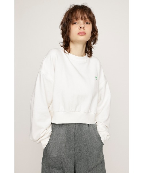 SLY（スライ）の「LOGO CROPPED SW TOPS ロゴ クロップド スウェット トップス（スウェット・レディース・ホワイト/ブラック/ライトピンク/杢グレー・FREE）」の7枚目の写真