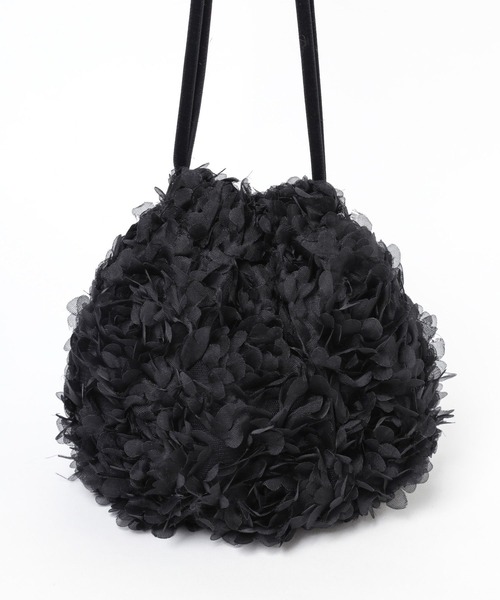 yuw（ユウ）の「チュールシシュウＢＡＧ 997287（ハンドバッグ・レディース・ブラック/アイボリー・FREE）」の6枚目の写真