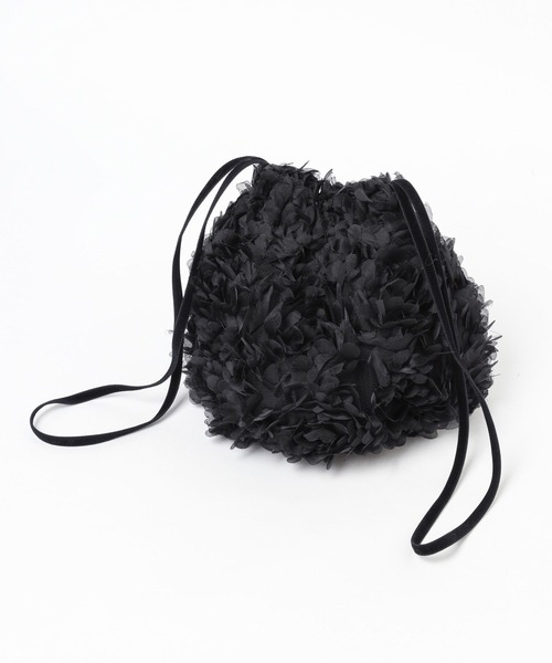 yuw（ユウ）の「チュールシシュウＢＡＧ 997287（ハンドバッグ・レディース・ブラック/アイボリー・FREE）」の3枚目の写真