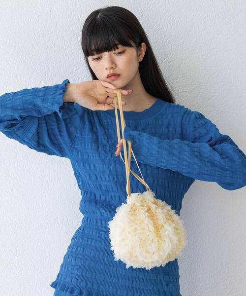 yuw（ユウ）の「チュールシシュウＢＡＧ 997287（ハンドバッグ・レディース・ブラック/アイボリー・FREE）」の20枚目の写真