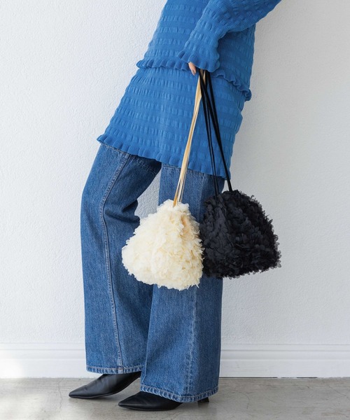 yuw（ユウ）の「チュールシシュウＢＡＧ 997287（ハンドバッグ・レディース・ブラック/アイボリー・FREE）」の18枚目の写真