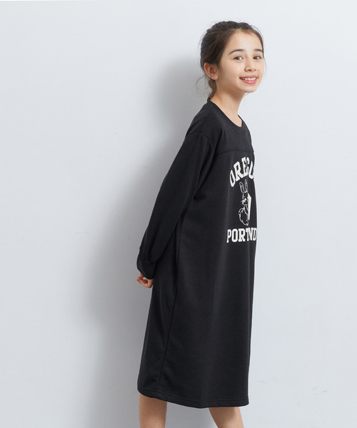 coca(coca)(コカ)の「キッズ スリットロゴワンピース(ワンピース・キッズ・ブラック/ベージュ・110/120/130/140/150)」の3枚目の写真