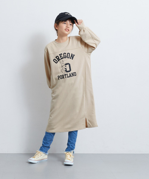 coca(coca)(コカ)の「キッズ スリットロゴワンピース(ワンピース・キッズ・ブラック/ベージュ・110/120/130/140/150)」の7枚目の写真