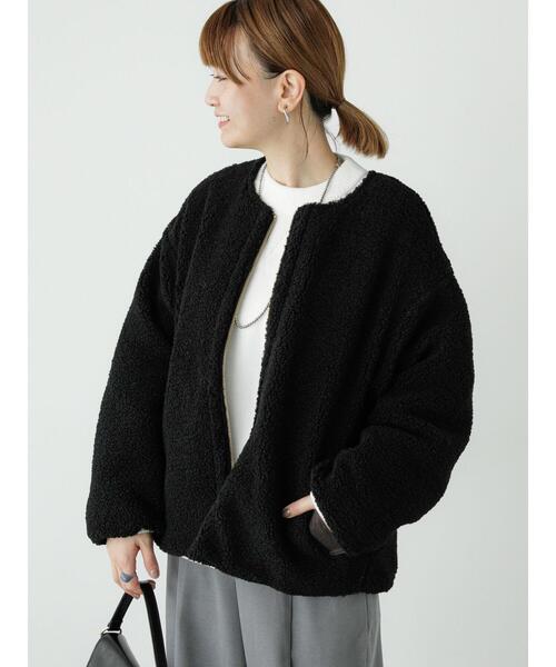 Lugnoncure(ルノンキュール)の「リバーシブルボアブルゾン(ブルゾン・レディース・グレー/オフホワイト/ブラック・F)」の2枚目の写真