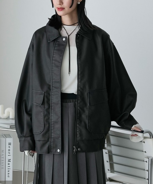 セール】【forksy.】ヴィンテージライクダブルジップビッグブルゾン