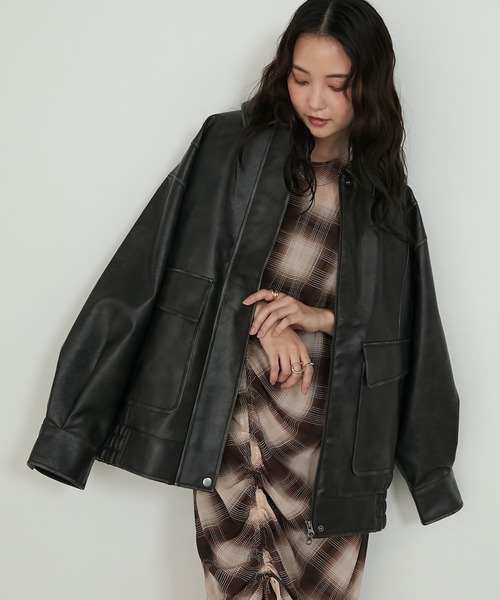 forksy.】ヴィンテージライクダブルジップビッグブルゾン forksy