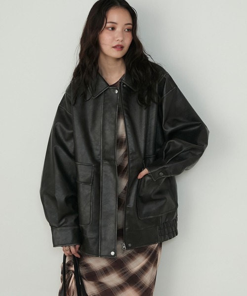 forksy.】ヴィンテージライクダブルジップビッグブルゾン forksy