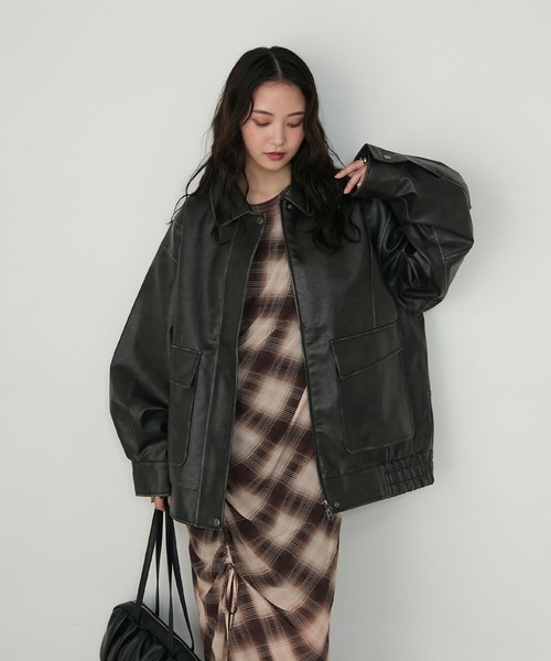 forksy.】ヴィンテージライクダブルジップビッグブルゾン forksy