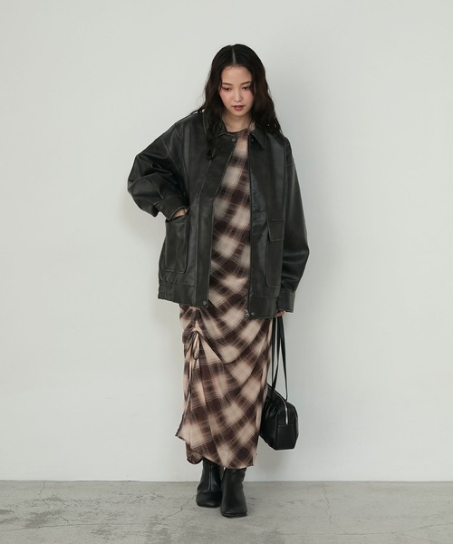 forksy.】ヴィンテージライクダブルジップビッグブルゾン forksy