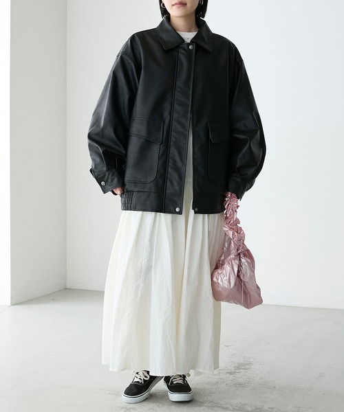 forksy.（フォルクシー）の「【forksy.】ヴィンテージライクダブルジップビッグブルゾン（ブルゾン・レディース・クリーム/ブラック/ブラウン/ブラック系1/ブラウン系1/ブラック系2・FREE）」の16枚目の写真