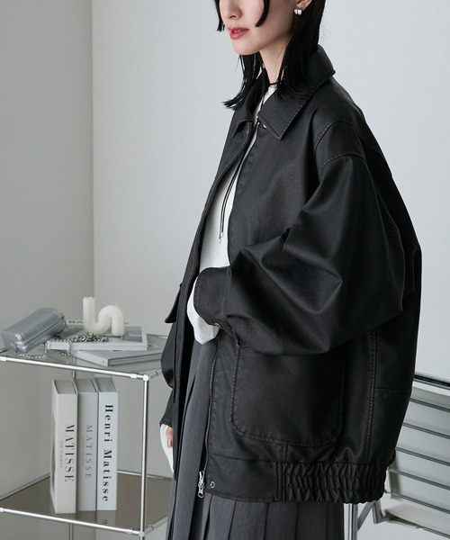 forksy.（フォルクシー）の「【forksy.】ヴィンテージライクダブルジップビッグブルゾン（ブルゾン・レディース・クリーム/ブラック/ブラウン/ブラック系1/ブラウン系1/ブラック系2・FREE）」の21枚目の写真