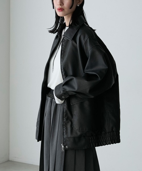 ダブルジップファーブルゾン forksy.】ヴィンテージライクダブルジップビッグブルゾン forksy