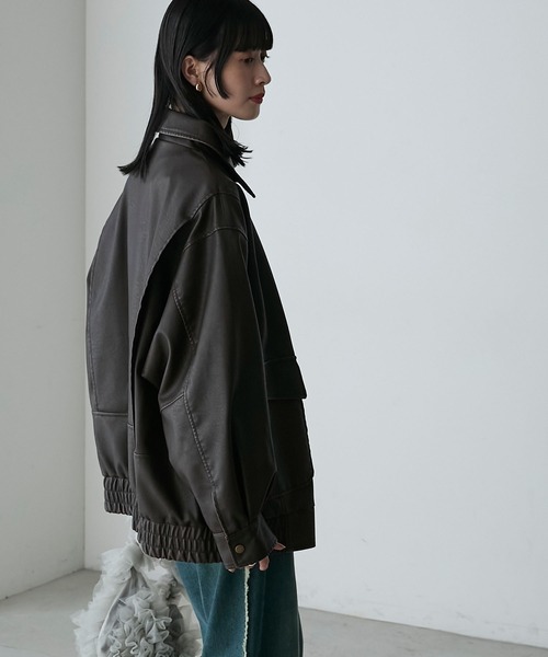 セール】【forksy.】ヴィンテージライクダブルジップビッグブルゾン