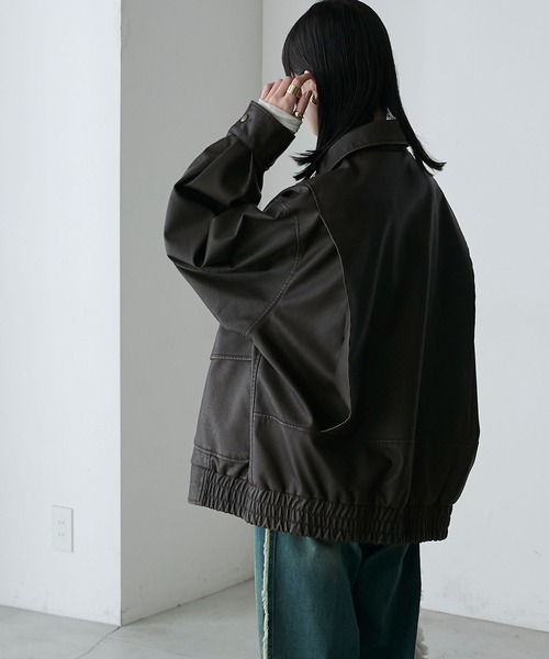 セール】【forksy.】ヴィンテージライクダブルジップビッグブルゾン