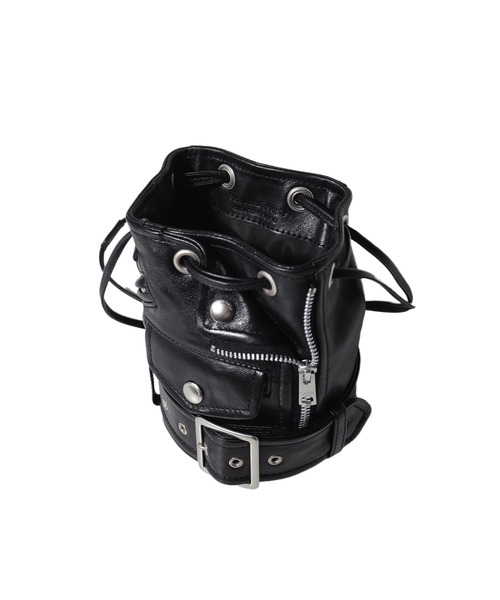 beautiful people（ビューティフルピープル）の「RIDERS MINI DRAWSTRING BAG（ハンドバッグ・レディース・ブラック・ONE SIZE/ONESIZE）」の2枚目の写真