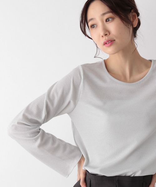 GLOBAL WORK(グローバルワーク)の「ラメリブクルーネック長袖/MATINEE LINE/993328(Tシャツ/カットソー・レディース・ブラック/シルバー・MEDIUM/LARGE)」の1枚目の写真