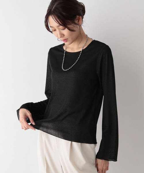 GLOBAL WORK(グローバルワーク)の「ラメリブクルーネック長袖/MATINEE LINE/993328(Tシャツ/カットソー・レディース・ブラック/シルバー・MEDIUM/LARGE)」の2枚目の写真